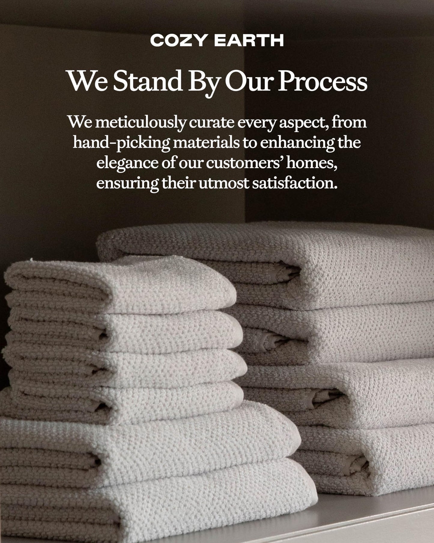 Cozy Earth Nantucket 60% Cotton 40% Viscose from Bamboo Washcloth - 600 GSM Plush & Fast-Drying with Rice Weave Pattern - 4 Pack 13" x 13" Luxury Washcloth - Light Grey