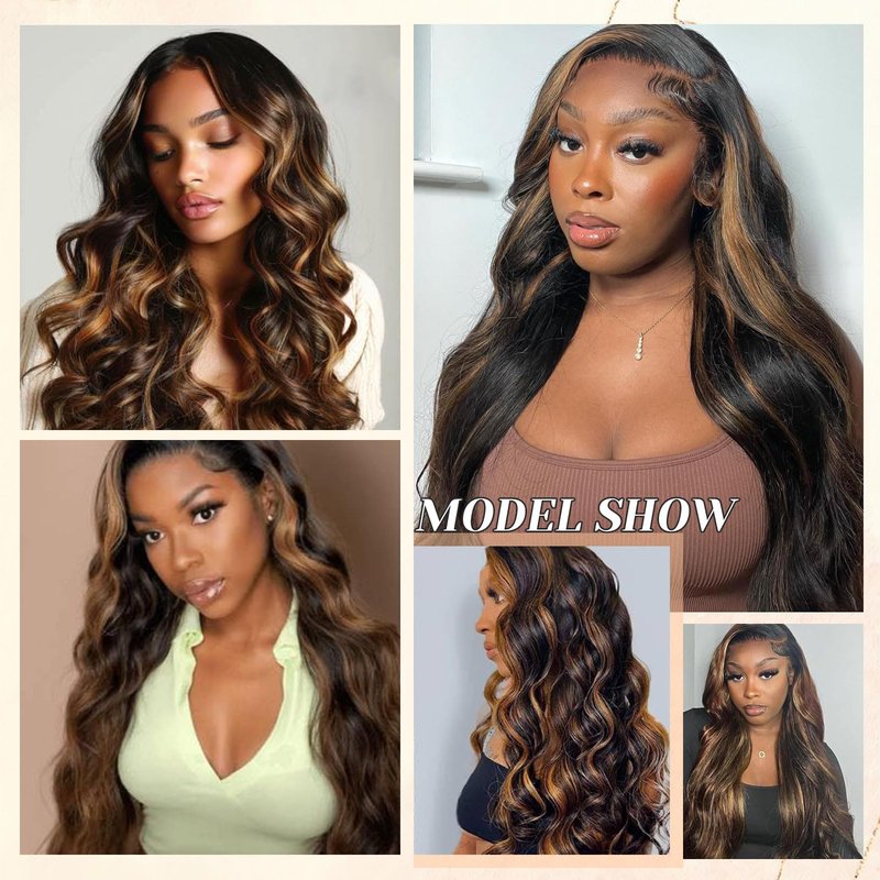 2x6 HD Lace Closure P1/30 Highlight Body Wave Transparent 2 by 6 HD Lace Closure 14 Inch 100% Brazilian Virgin Unprocessed Middle Part Human Hair Closure