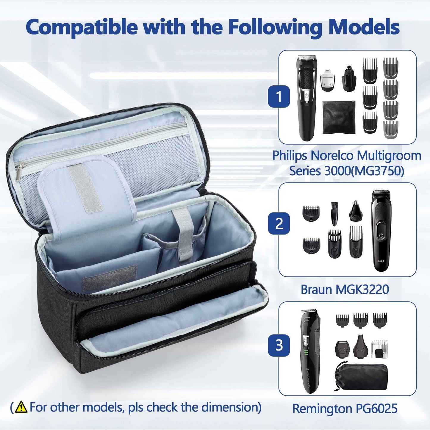 CURMIO Barber Bag for Hair Clippers, Men Grooming Travel Case for Electronic Shaver, Hair Trimmer and Hair Cutting Tools, Black, Bag Only