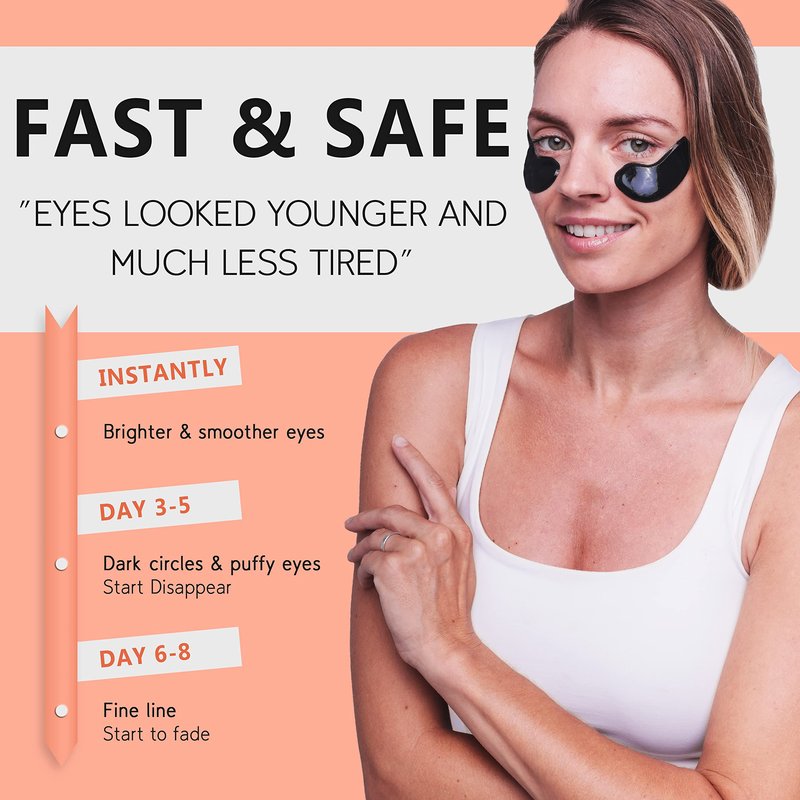 pureSOL Charcoal Under Eye Patches – Charcoal Eye Patches For Adults – 12 Pairs Hydrogel Under Eyes Mask To Remove Dark Circles And Under Eye Treatment For Women – Anti Wrinkle Eye Masks