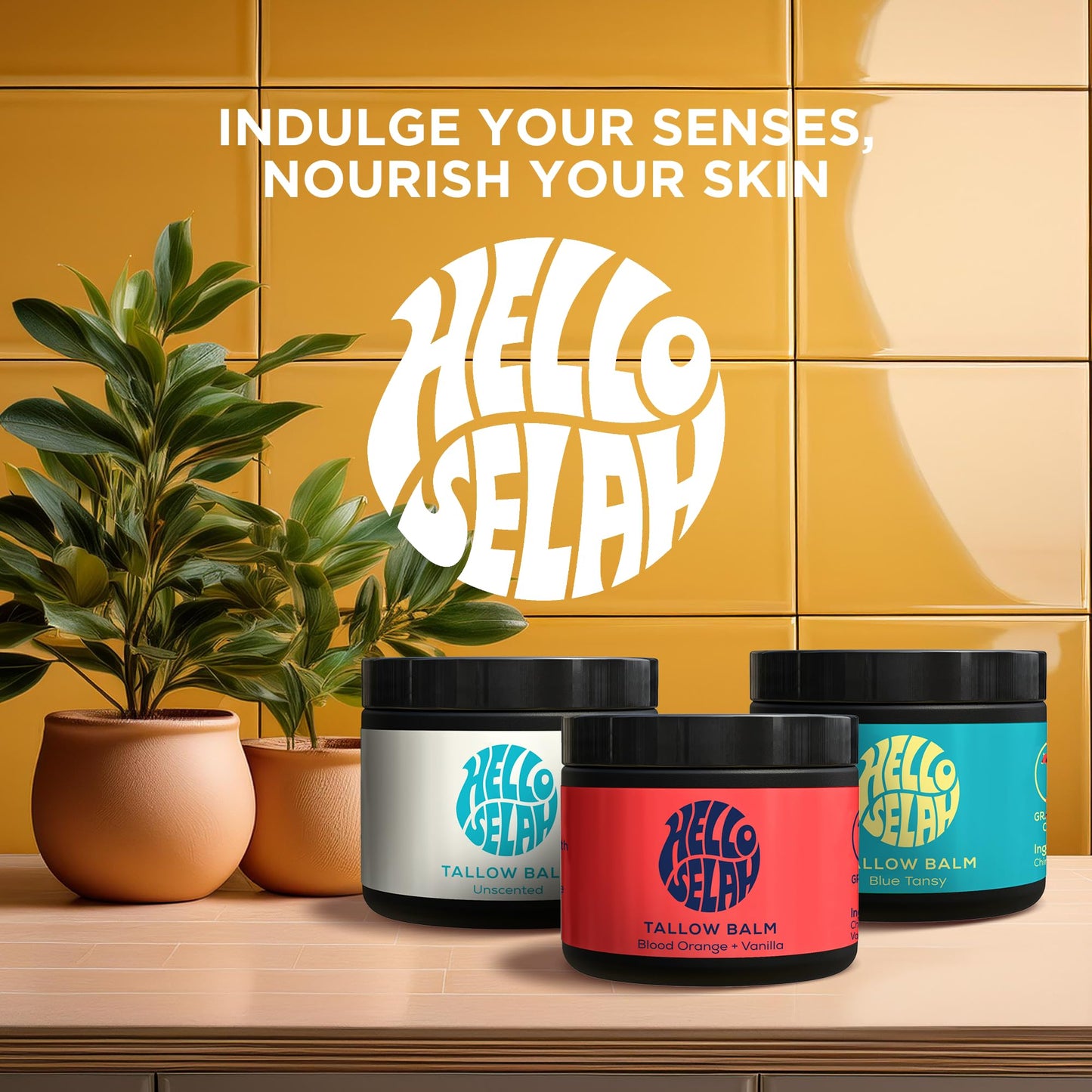 Hello Selah Blood Orange + Vanilla Tallow Balm – Luxurious Moisturizer for Soft, Glowing Skin | 100% Grass-Fed, Organic Face & Body Balm | Uplifting Citrus-Vanilla Aroma, Non-Toxic (Made in the USA)