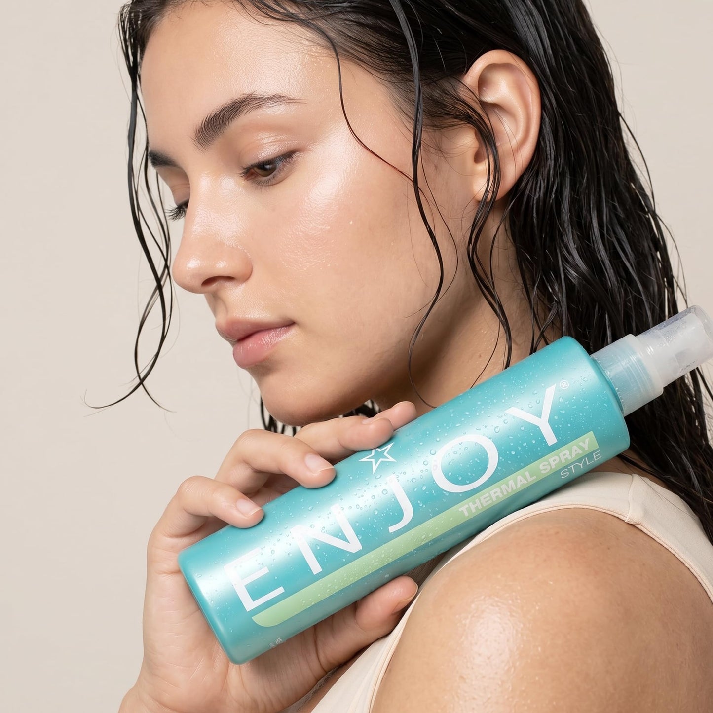Enjoy Thermal Spray, Non-Aerosol Firm Flexible and Brushable Hold Hairspray, Heat Protection and Radiant Shine for Hot Tool Styling, 10.1 Fl Oz