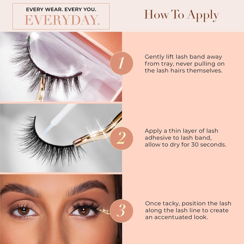Lilly Lashes Everyday Bare it All Natural Lashes, Faux Mink Natural Eyelashes, False Eyelashes Everyday Use, Cat Eye Lashes, Individual Lashes Reusable up to 20x, No Lash Glue Included (13mm)