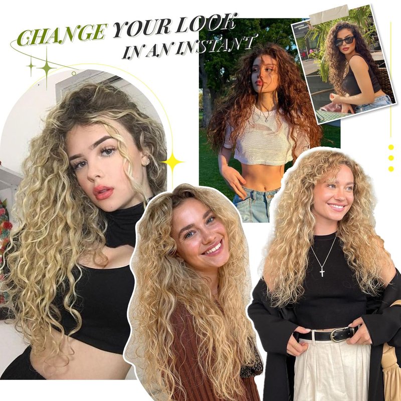 Curly Hair Topper 20inch Natural Curly Hair Toppers for Women with Thinning Hair, Lightweight & Breathable Wiglets for Thinning Hair, Full Coverage, Perfect for Daily Use, Styling, Cosplay