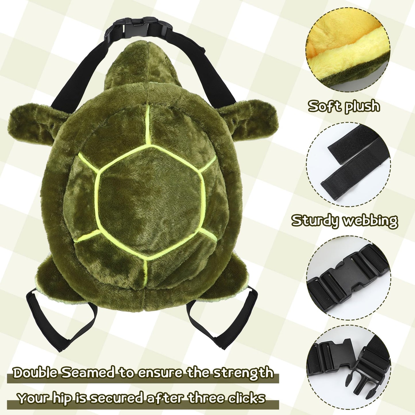 Hungdao Protective Gear Cute Turtle Butt Pads for Skating Tortoise Tailbone Protector Padded Turtle Snowboarding Pad 3D Hip Protectors for Adults Skiing Roller Protection(Green)