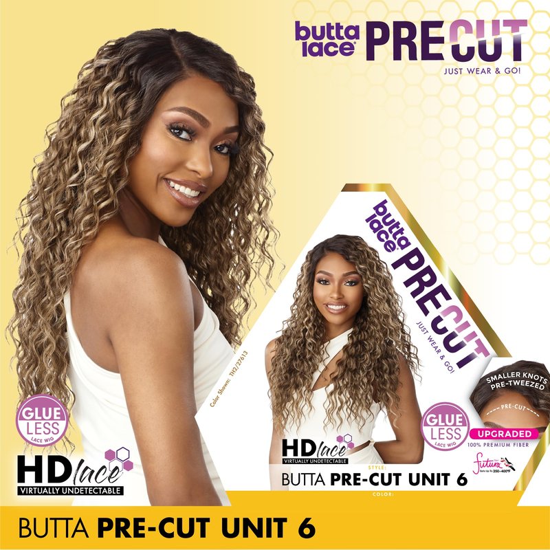 Sensationnel Butta Lace Precut Wigs - Unit 6 Glueless Extra Wide 5 Inch Deep Parting Synthetic Pre Tweezed Smaller Knot Hairline (TH2/27613)