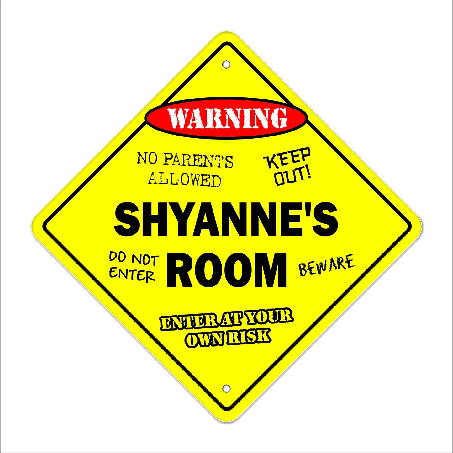 Shyanne's Room Sign Crossing Zone Xing | Indoor/Outdoor | 12" Tall Kids Bedroom Decor Door Children's Name boy Girl