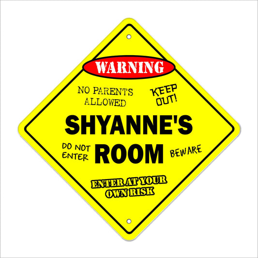 Shyanne's Room Sign Crossing Zone Xing | Indoor/Outdoor | 12" Tall Kids Bedroom Decor Door Children's Name boy Girl