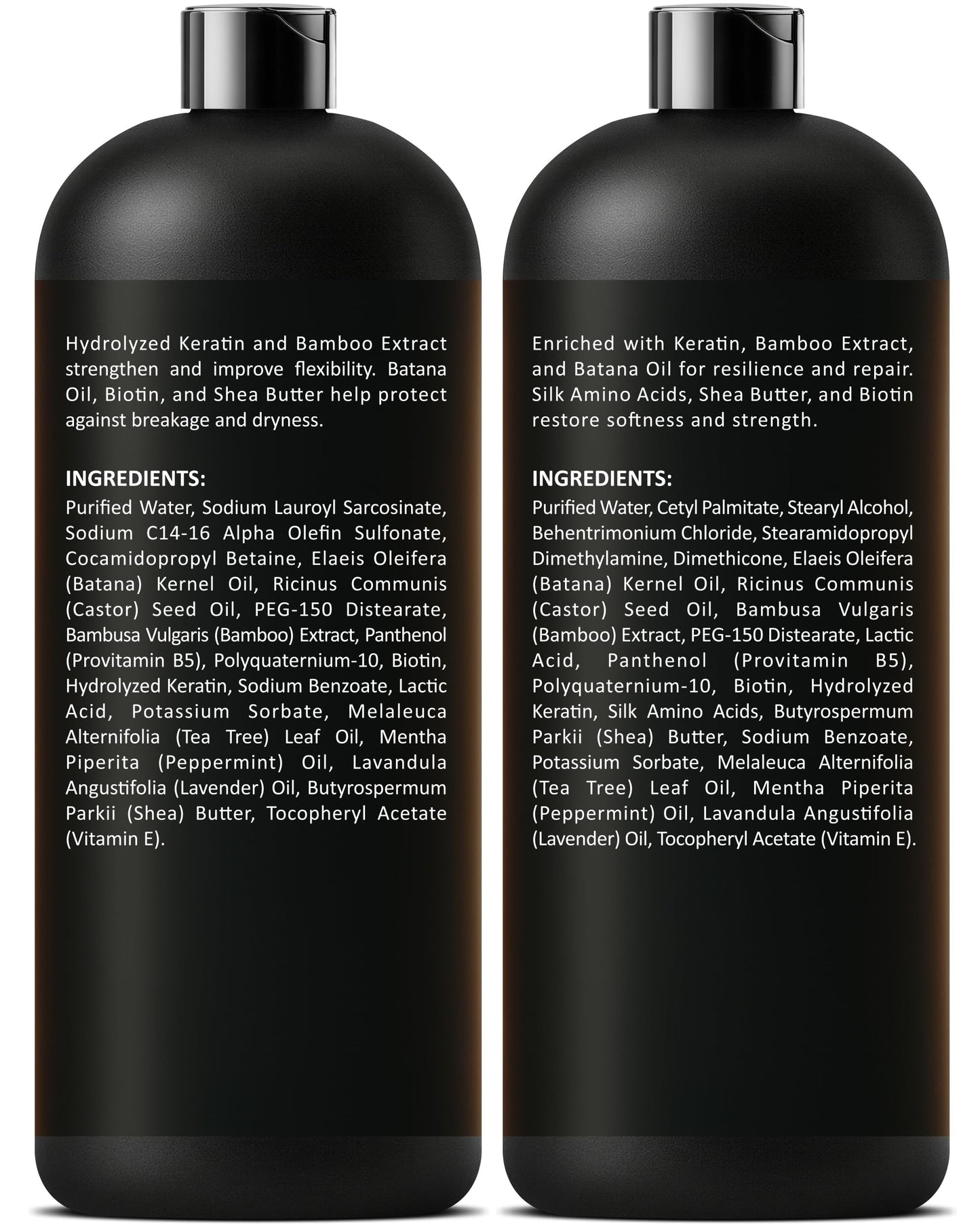 INFINA ESSENTIALS Keratin Shampoo and Conditioner Set | Frizz Control & Smoothing with Batana Oil & Bamboo Extract | Sulfate-Free | Men & Women | 16 fl oz Each