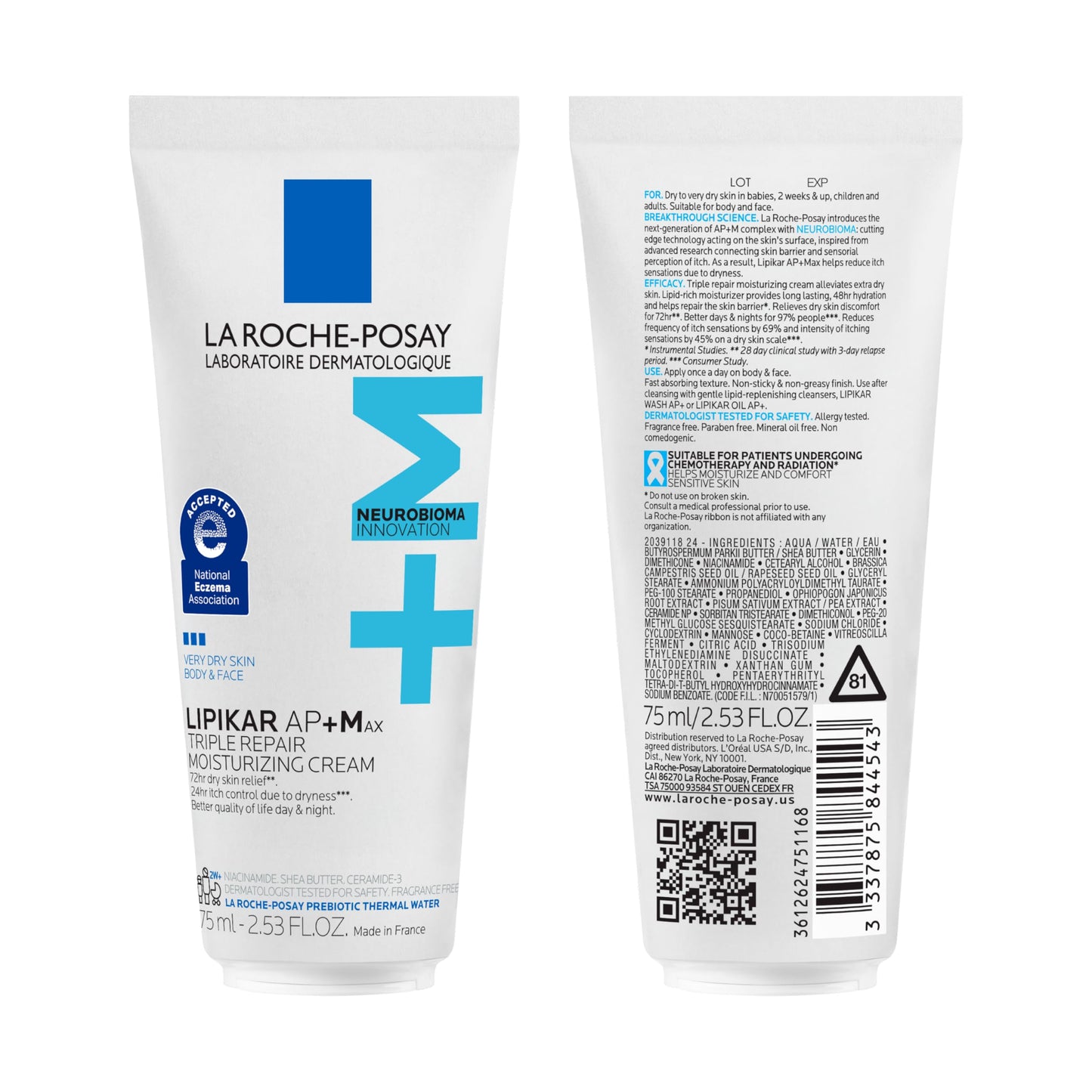 La Roche-Posay Lipikar AP+MAX Triple Repair Moisturizing Body Cream | Face & Body Lotion for Dry Skin with Shea Butter & Niacinamide | Gentle Moisturizer for Very Dry, Rough & Sensitive Skin, 475ml