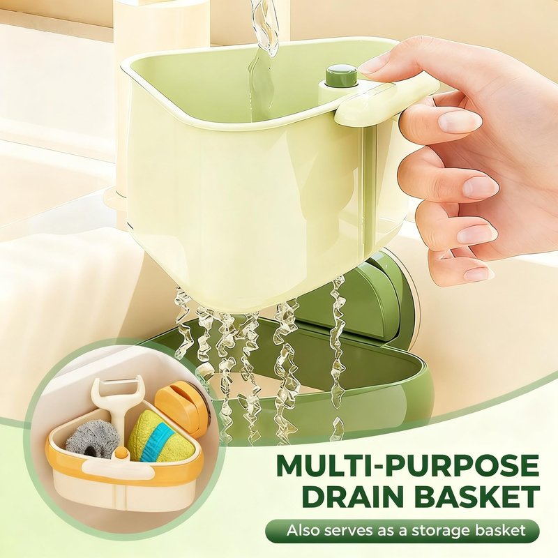 Corner Sink Strainer,2025 New Suction Cup Press Sink Strainer Basket,Automatic Dumping food Waste Catcher for Sink,Faucet Sponge Storage Rack,Corner Sink Trash Catcher for Food Waste (Green 1PCS)