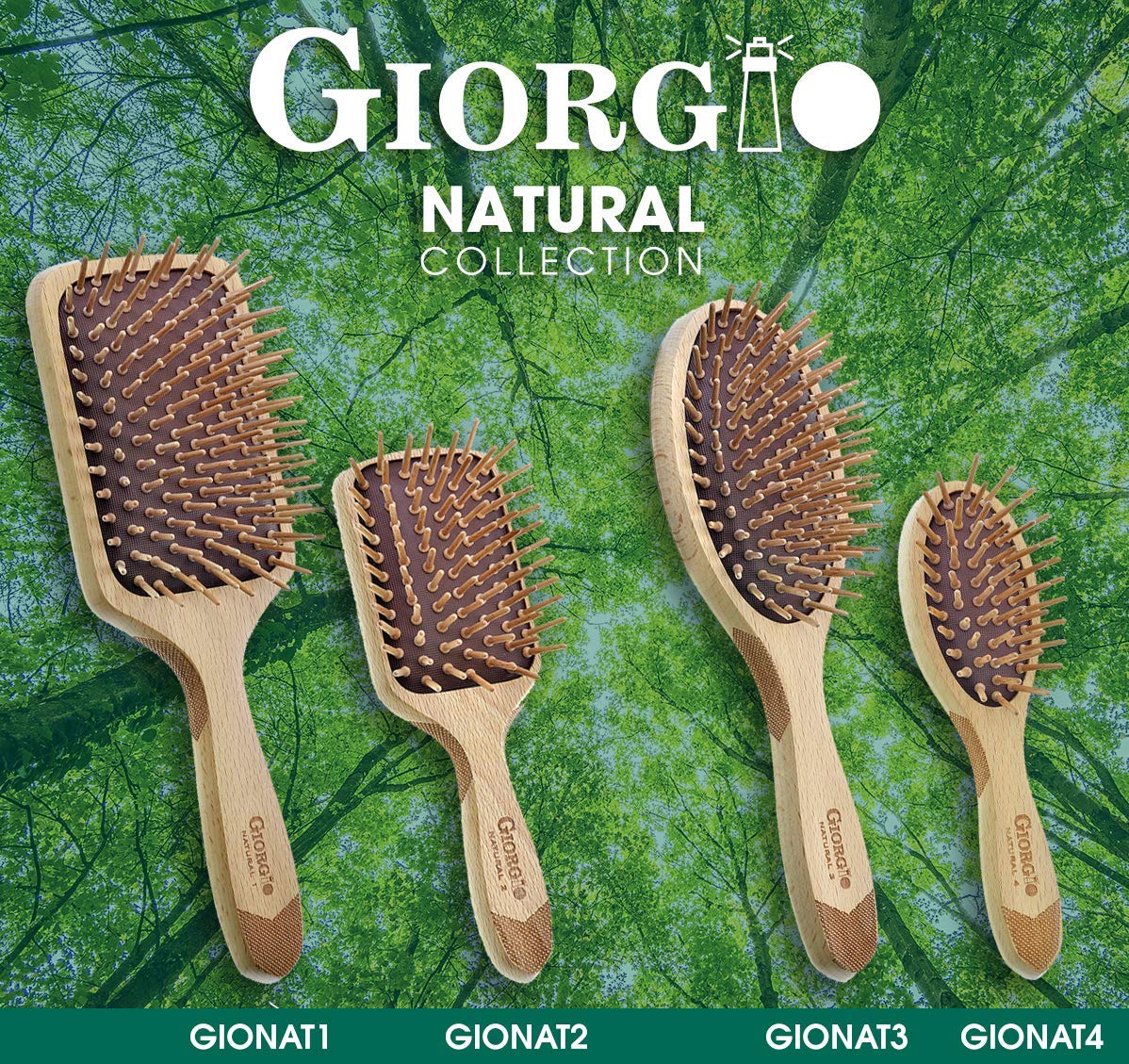 Giorgio Eco Friendly Wooden Bristle Hairbrush - Bundle Detangling Brush and Hair Growth Brush for Thick or Long Hair - Paddle Hair Brush Made with Anti Static Beechwood, Silicone Massage Cushion