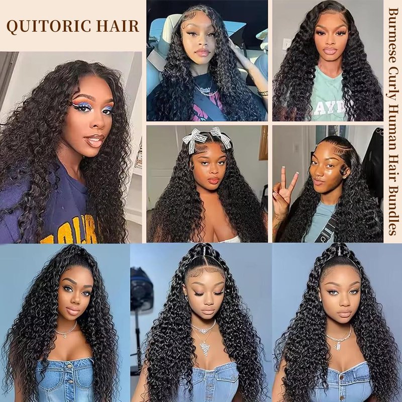 12A Burmese Curly Bundles Human Hair 16 Inch 100% Unprocessed Virgin Hair Kinky Curly Bundles Water Wave Human Hair Bundles for Women