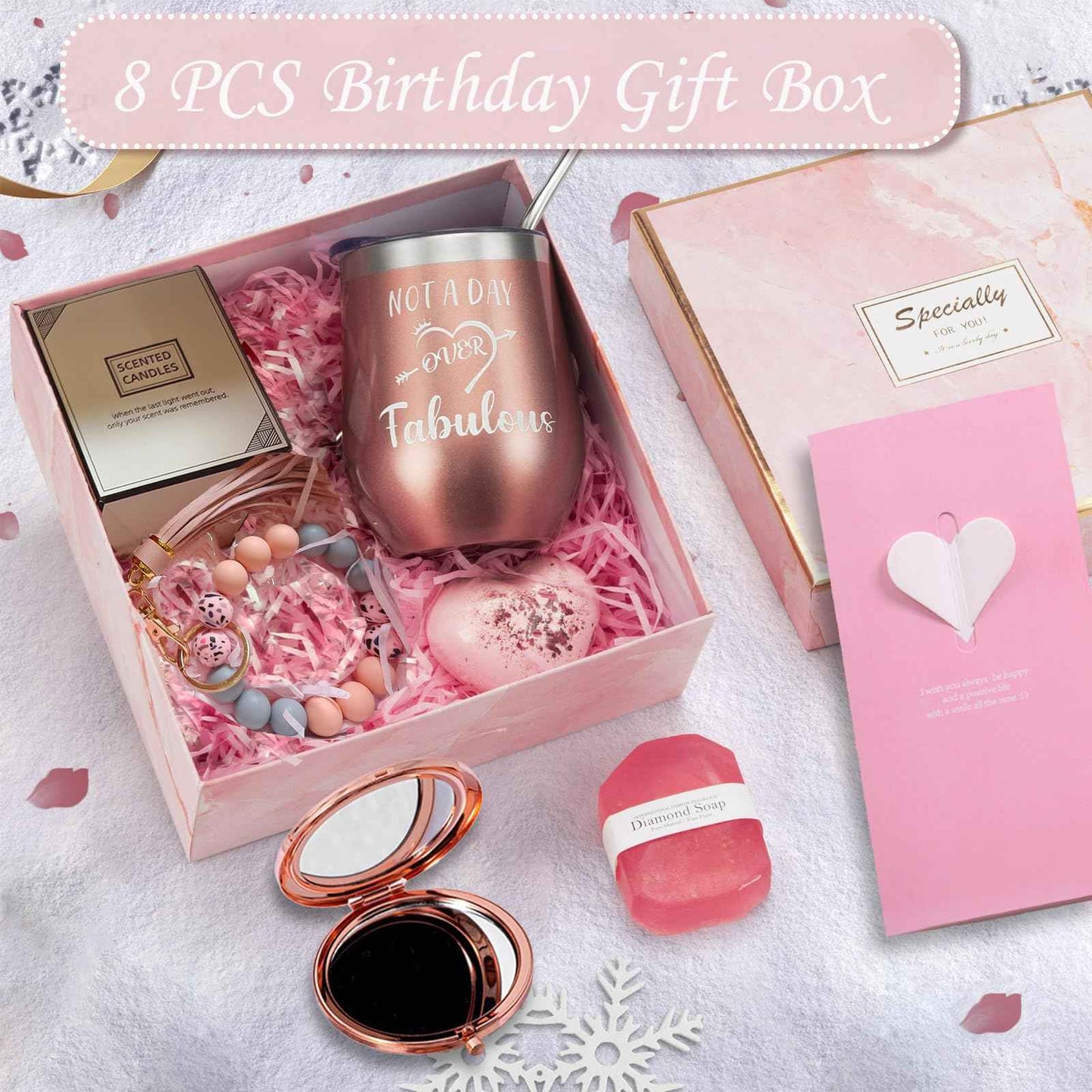 Birthday Gifts for Women Valentines Day Gifts Thank You Gift, Gifts Basket for Women,Happy Bath Set Relaxing Spa Gift Baskets Ideas for Girlfriend Sister Mother Wife Female Friends