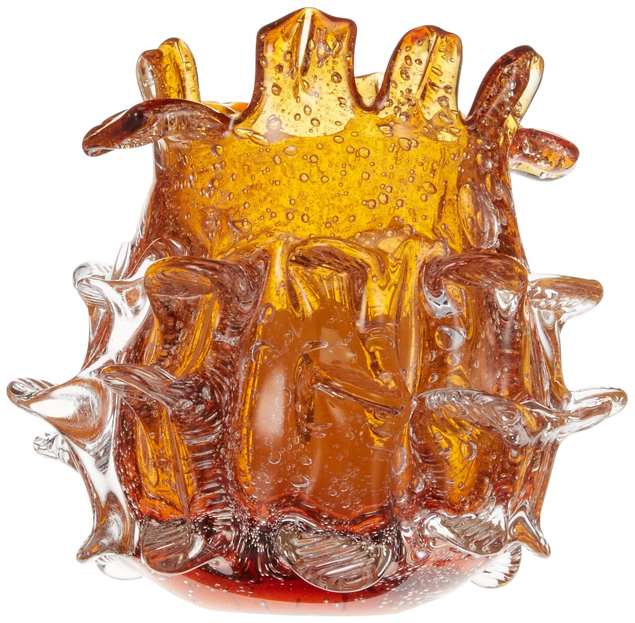 OK Lighting Lava Orange Glass Candleholder