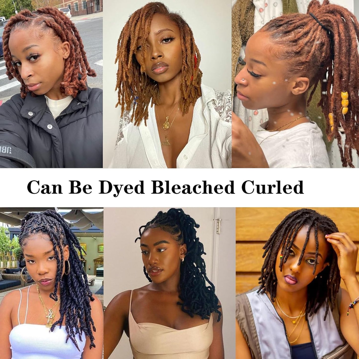 Dreadlock Extensions - 12 Inch 30 Strands 100% Human Hair | Natural Black, Can Be Dyed & Curled