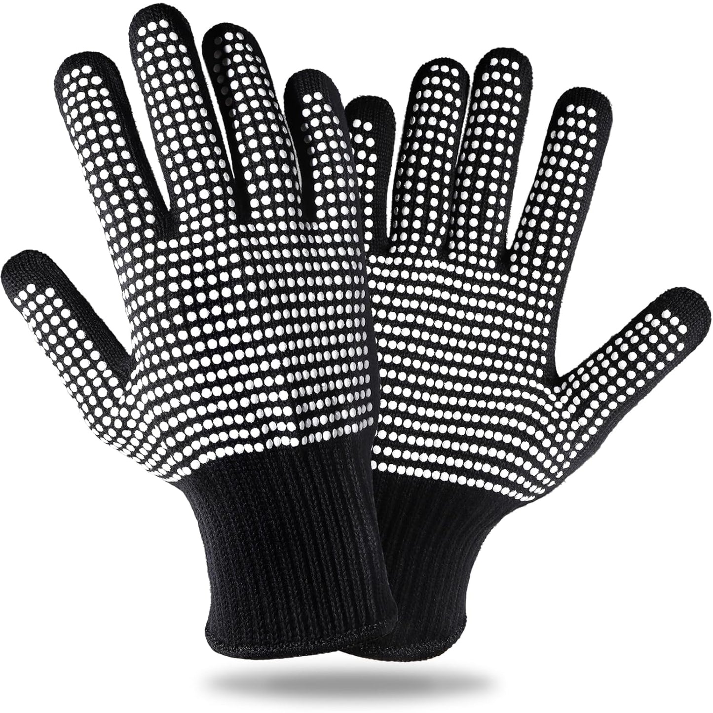 Teenitor 2 Pcs Heat Resistant Gloves With Silicone Bumps, Professional Heat Proof Glove Mitts For Hair Styling Curling Iron Wand Flat Iron Hot-Air Brushes Sublimation Gloves Rose Red