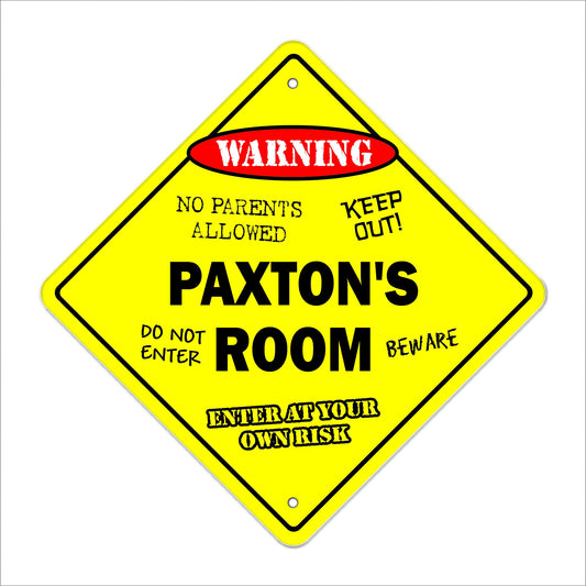 Paxton's Room Sign Crossing Zone Xing | Indoor/Outdoor | 12" Tall Kids Bedroom Decor Door Children's Name boy Girl