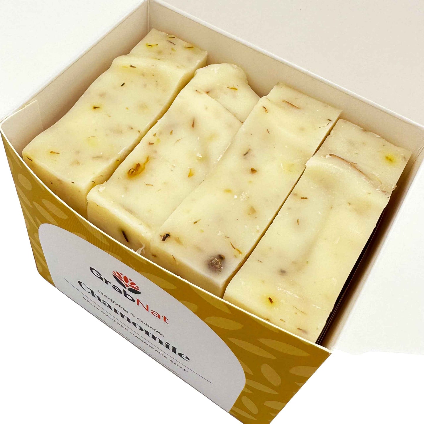 4-Pack Chamomile Soap | Handmade, All-Natural, Cold-Processed, Plant-Based | Infused with Chamomile | Soothing Cleanse for Face & Body, Suitable for All Skin Types, Men & Women(4 x100grams/4 x 3.5oz)