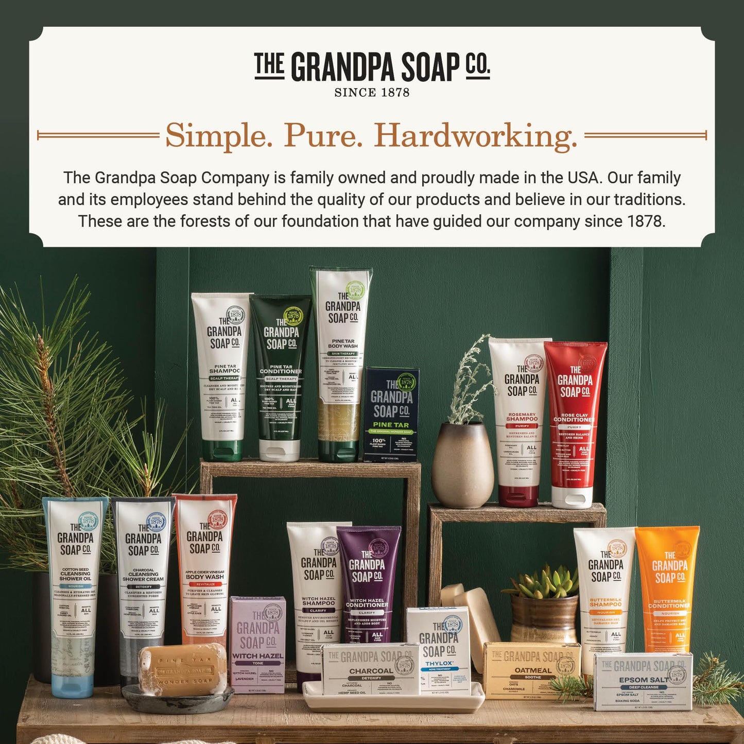 The Grandpa Soap Company Witch Hazel Shampoo Vegan & Cruelty Free | Witch Hazel, Lavender Flower & Coconut Oil | All Hair Types | 8 Fl. Oz. Tube