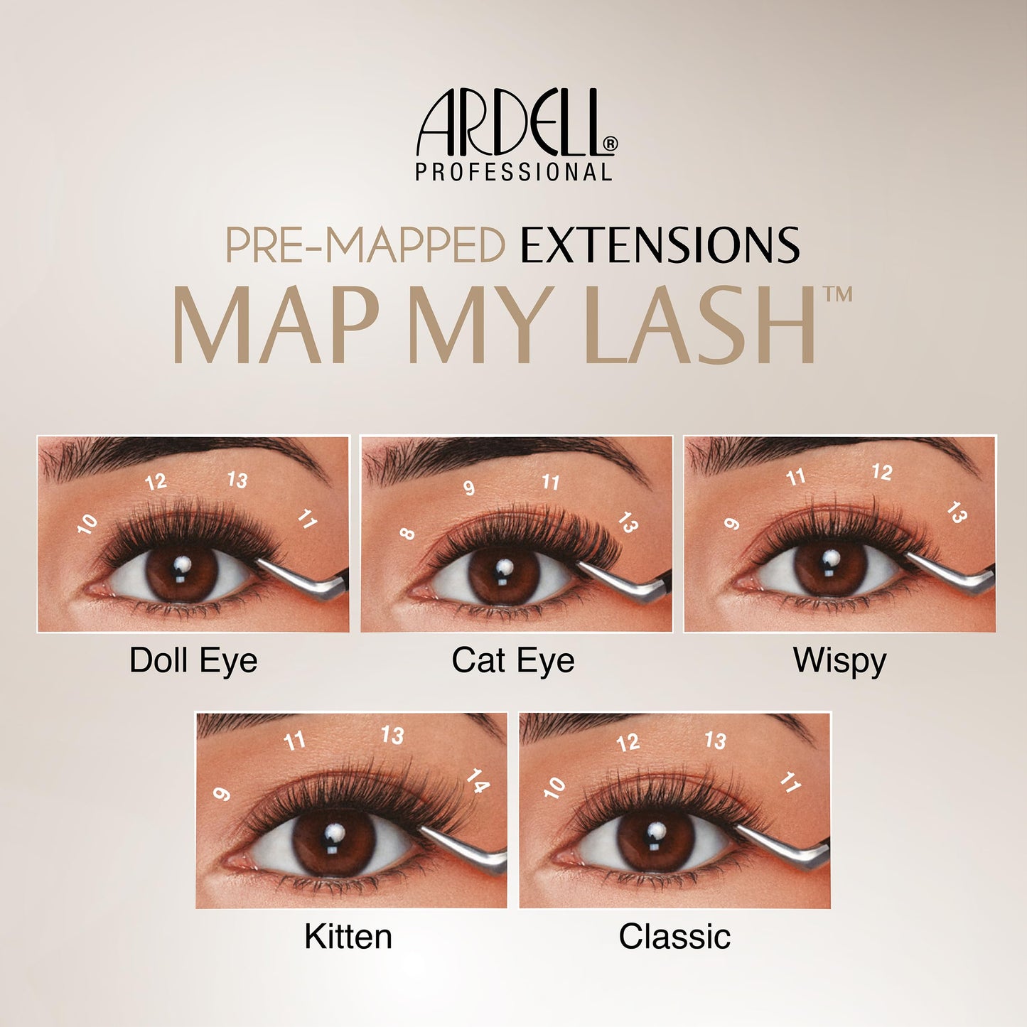 Ardell Pre-Mapped Eyelash Extensions Kit - False Lashes Wispy, Reusable Segmented Lash Strips, Long-Lasting with Lash Glue and Remover, 4 Pack