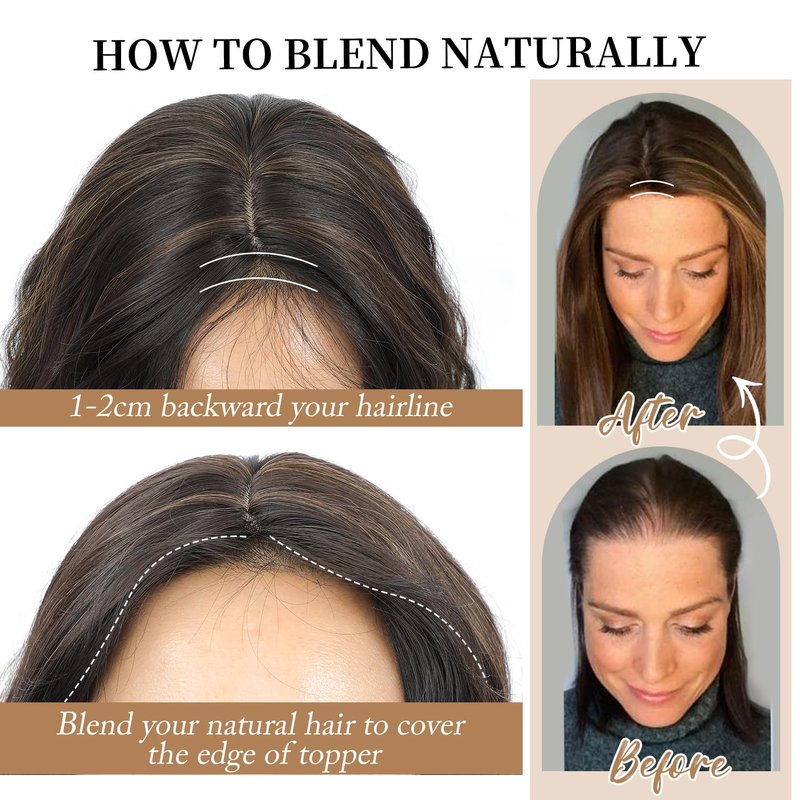 Molefi Hair Toppers for Women with Thinning Hair,18 Inch Long Layered Topper,Synthetic Wiglets Pieces For Women 6.5"x6.5"Large Base for Daily Use (Ombre Brown Blonde)