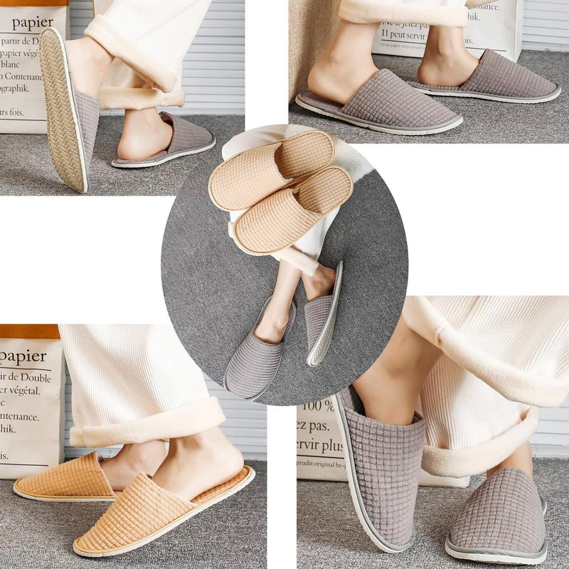 SynoRiver 10 Pairs Spa House Slippers, Non Slip Disposable Slippers For Guest, Washable Reusable, Can be Used as Women Men, House, Indoor, Bathroom, Bedroom, Hotel, Bride (Polar fleece(Grey)