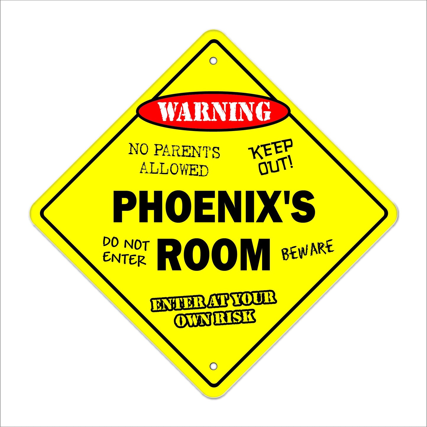 Phoenix's Room Sign Crossing Zone Xing | Indoor/Outdoor | 12" Tall Kids Bedroom Decor Door Children's Name boy Girl