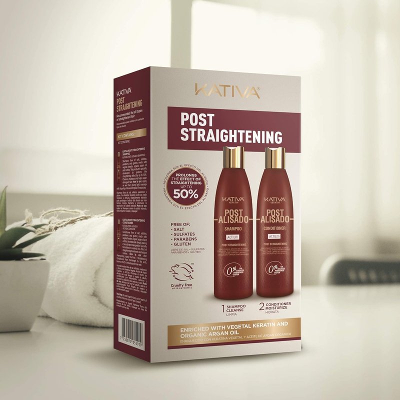 Kativa Keratin Post Straightening Shampoo & Conditioner - 8.45 Fl Oz | Prolong Smooth, Shiny Hair, Gluten & Sulfate Free