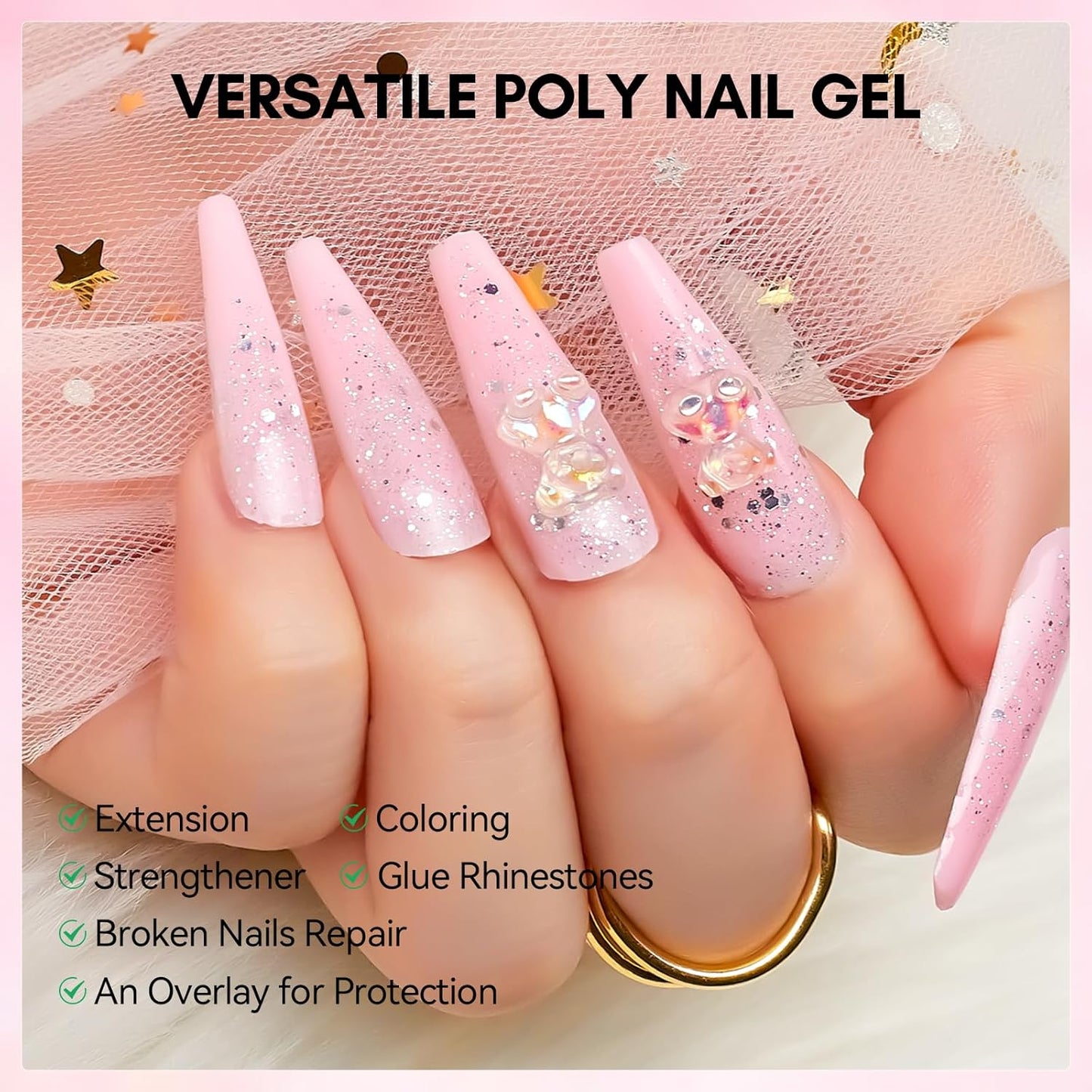 Makartt Poly Nail Gel: Clear 50ML Gel Builder for Natural-Looking Strengthener 3D Molding Gel for Trendy Nail Art-Long-Lasting and Easy to Use Supplies