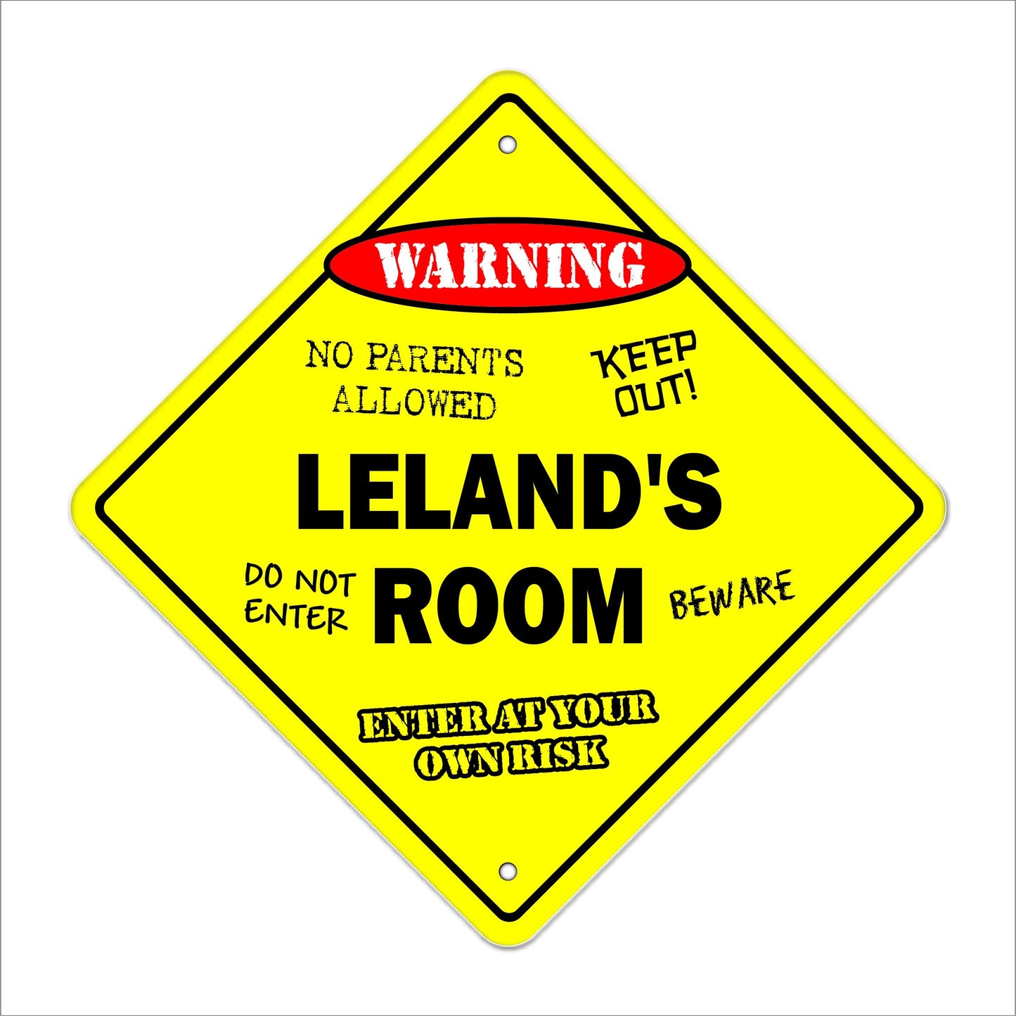 Leland's Room Sign Crossing Zone Xing | Indoor/Outdoor | 12" Tall Kids Bedroom Decor Door Children's Name boy Girl