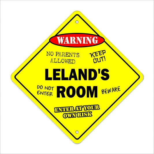 Leland's Room Sign Crossing Zone Xing | Indoor/Outdoor | 12" Tall Kids Bedroom Decor Door Children's Name boy Girl