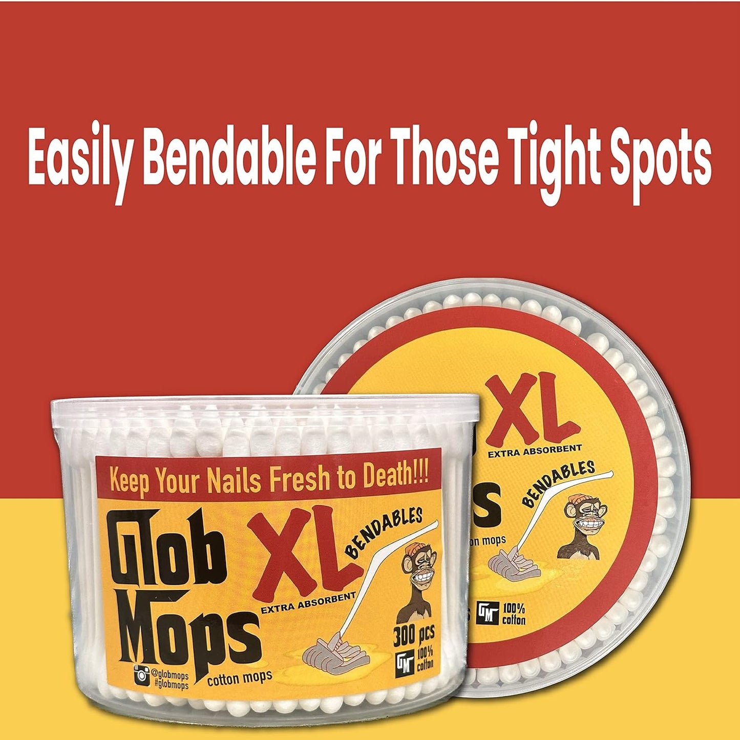 BENDABLE XL Cotton Swabs - Extra Absorbent Eco-Friendly 6-Pack Bundle | 1800 Total Mops