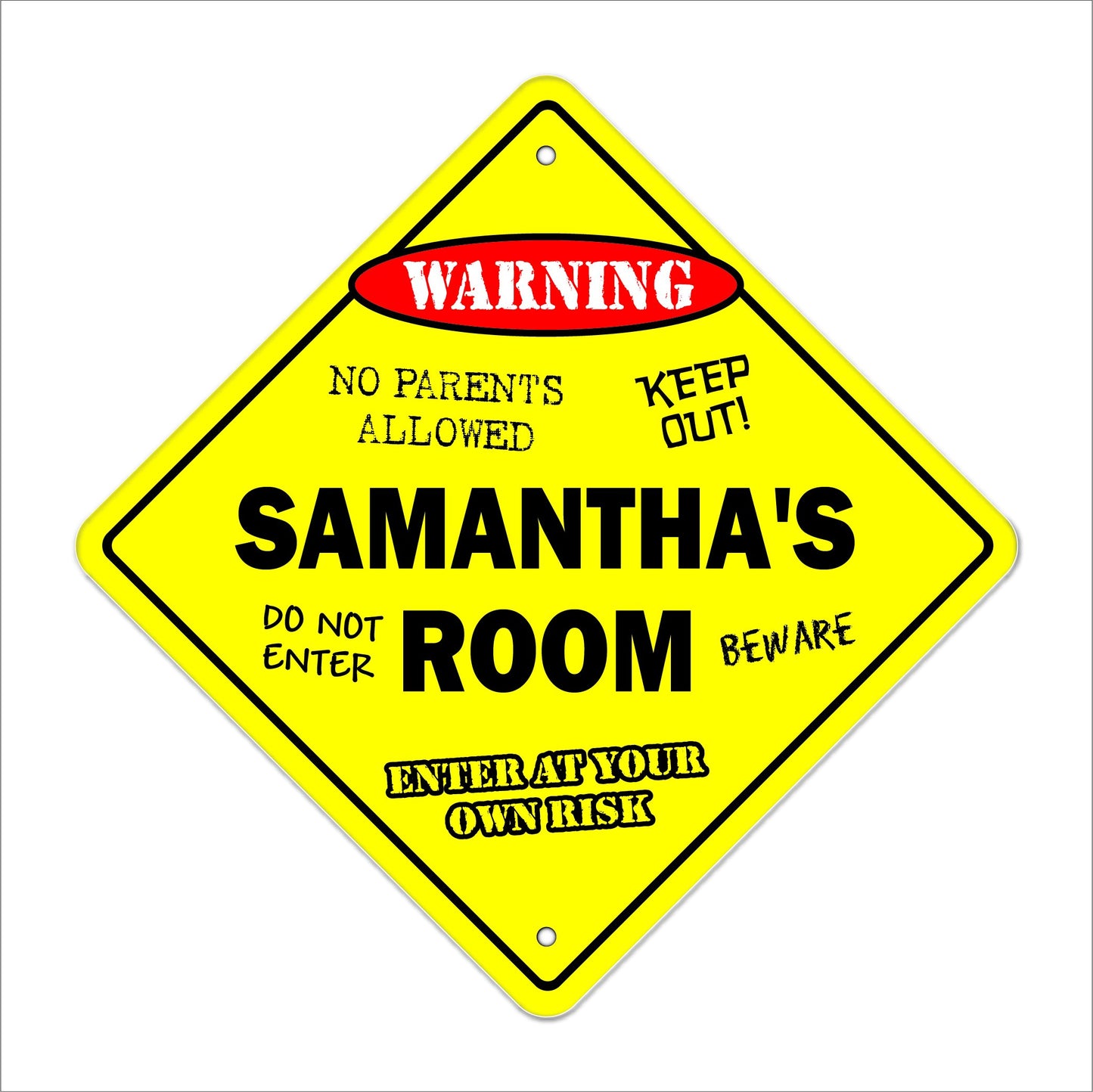 Samantha's Room Sign Crossing Zone Xing | Indoor/Outdoor | 12" Tall Kids Bedroom Decor Door Children's Name Boy Girl