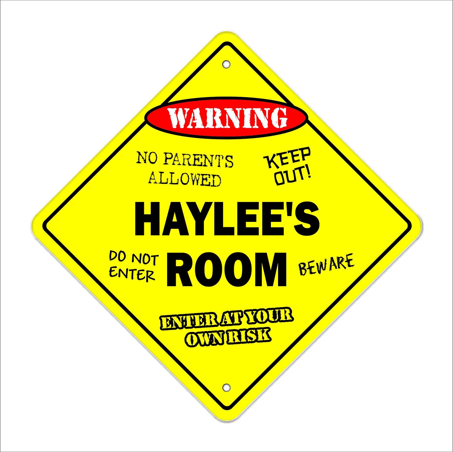 Haylee's Room Sign Crossing Zone Xing | Indoor/Outdoor | 12" Tall Kids Bedroom Decor Door Children's Name boy Girl
