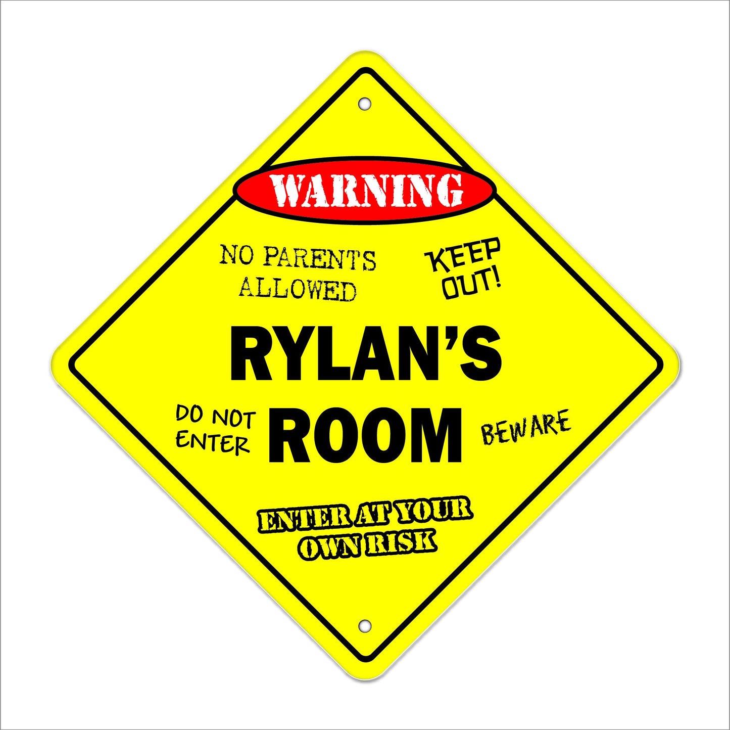 Rylan's Room Sign Crossing Zone Xing | Indoor/Outdoor | 12" Tall Kids Bedroom Decor Door Children's Name Boy Girl
