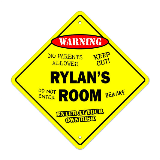 Rylan's Room Sign Crossing Zone Xing | Indoor/Outdoor | 12" Tall Kids Bedroom Decor Door Children's Name Boy Girl