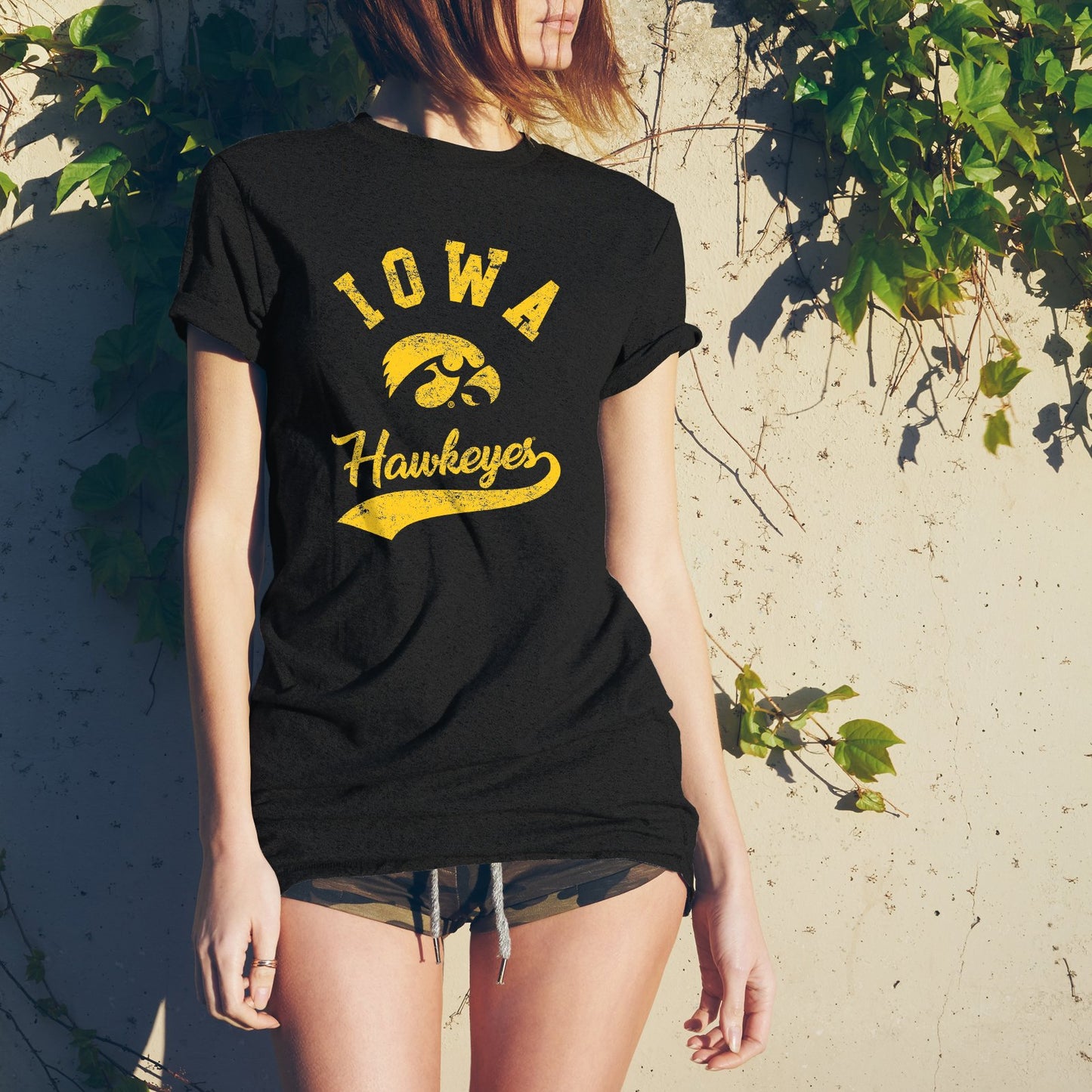 UGP Campus Apparel AS11 – Iowa Hawkeyes Retro Script Men's Triblend T-Shirt - Small - Vintage Black