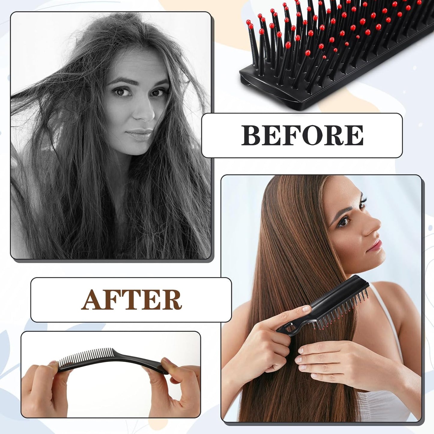 Hair Brush and Comb Set - 144 Pack Individually Wrapped Detangling Brushes for Curly Hair | Ideal for Shelters, Nursing Homes, and Charities - Black