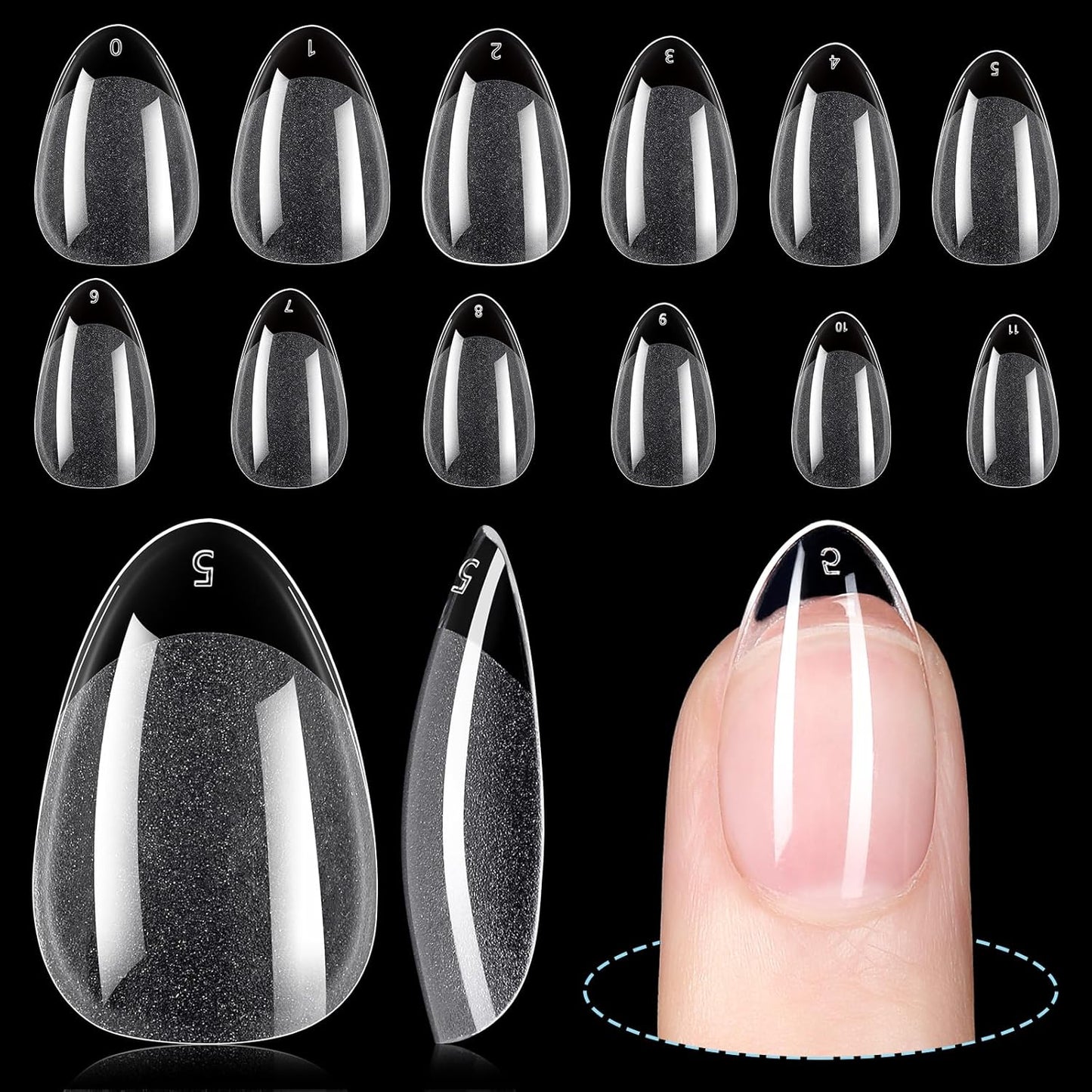 TOMICCA Short Nail Tips Extra Short Square Nail Tips, 192Pcs Fake Nails 12 Sizes Acrylic Clear Nails for Beginner and Professional DIY Gel Nails Salon