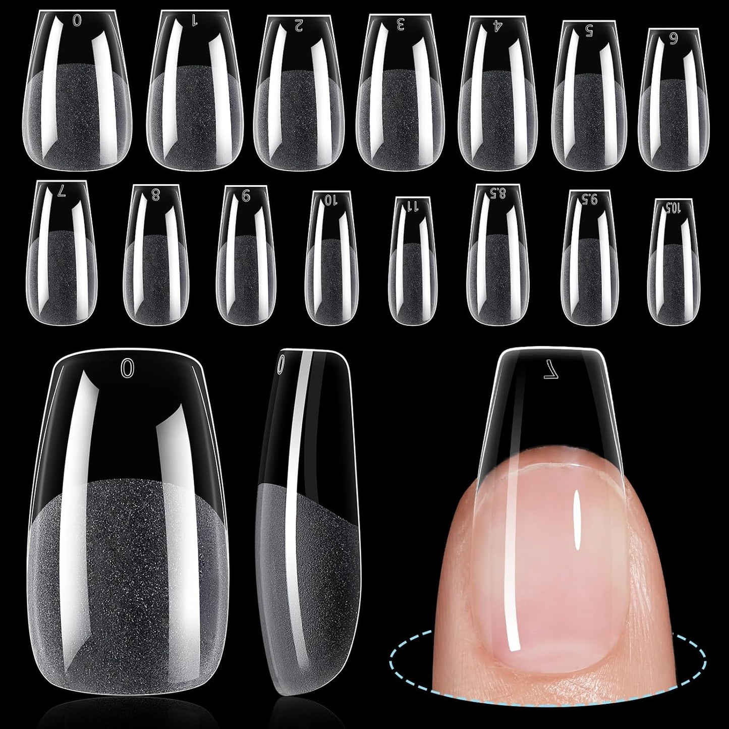 TOMICCA Short Nail Tips Extra Short Square Nail Tips, 192Pcs Fake Nails 12 Sizes Acrylic Clear Nails for Beginner and Professional DIY Gel Nails Salon
