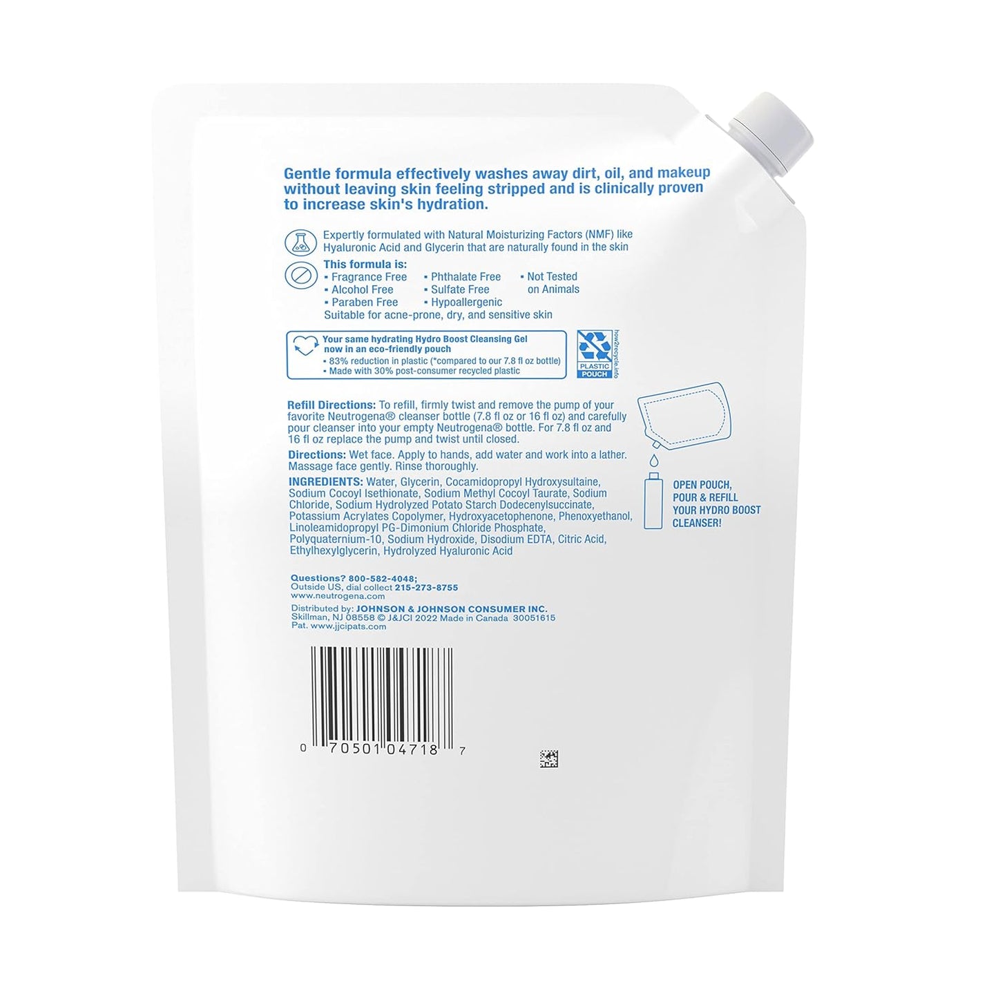 Neutrogena Hydro Boost Hydrating Gel Facial Cleanser - Fragrance-Free, Daily Foaming Face Wash, 16 fl. oz