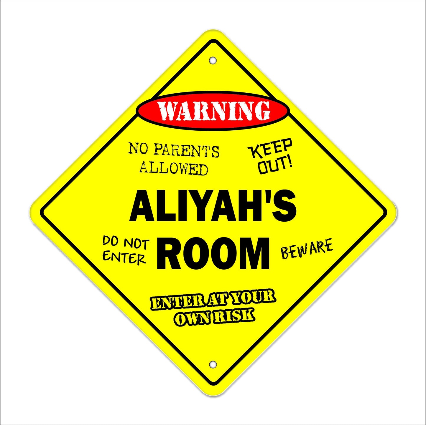 Aliyah's Room Sign Crossing Zone Xing | Indoor/Outdoor | 12" Tall Kids Bedroom Decor Door Children's Name boy Girl
