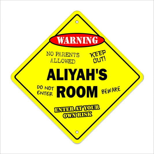 Aliyah's Room Sign Crossing Zone Xing | Indoor/Outdoor | 12" Tall Kids Bedroom Decor Door Children's Name boy Girl