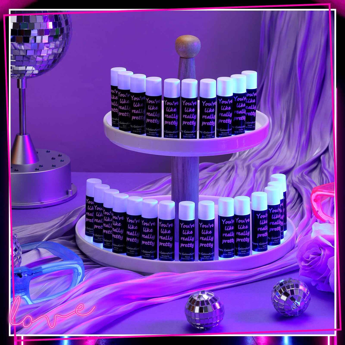 Swiffen 50 Pack Valentine's Galentine's Day Gifts Bulk Lip Balms Valentine's Galentine's Day Party Favors Stuffers You're Like Really Pretty Gifts for Women Her Teachers Staff Coworkers(Neon)