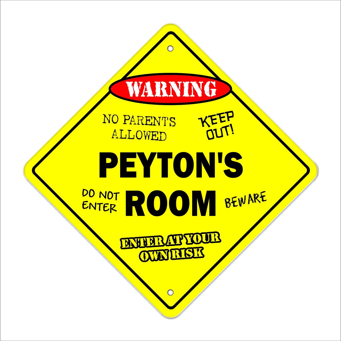 Peyton's Room Sign Crossing Zone Xing | Indoor/Outdoor | 12" Tall Kids Bedroom Decor Door Children's Name boy Girl