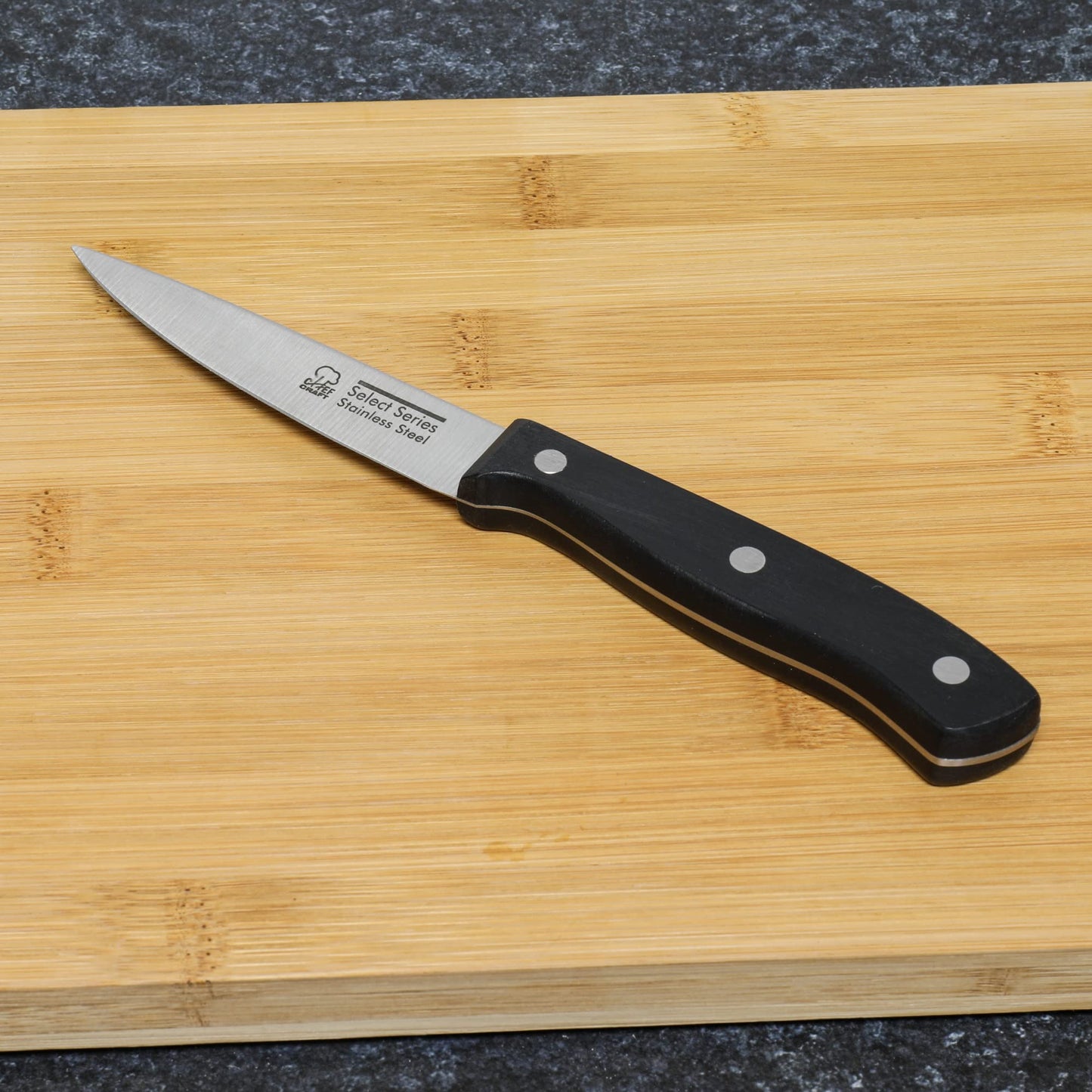 Chef Craft Select Stainless Steel Paring Knife, 4 inch blade 12 inch in length, Black