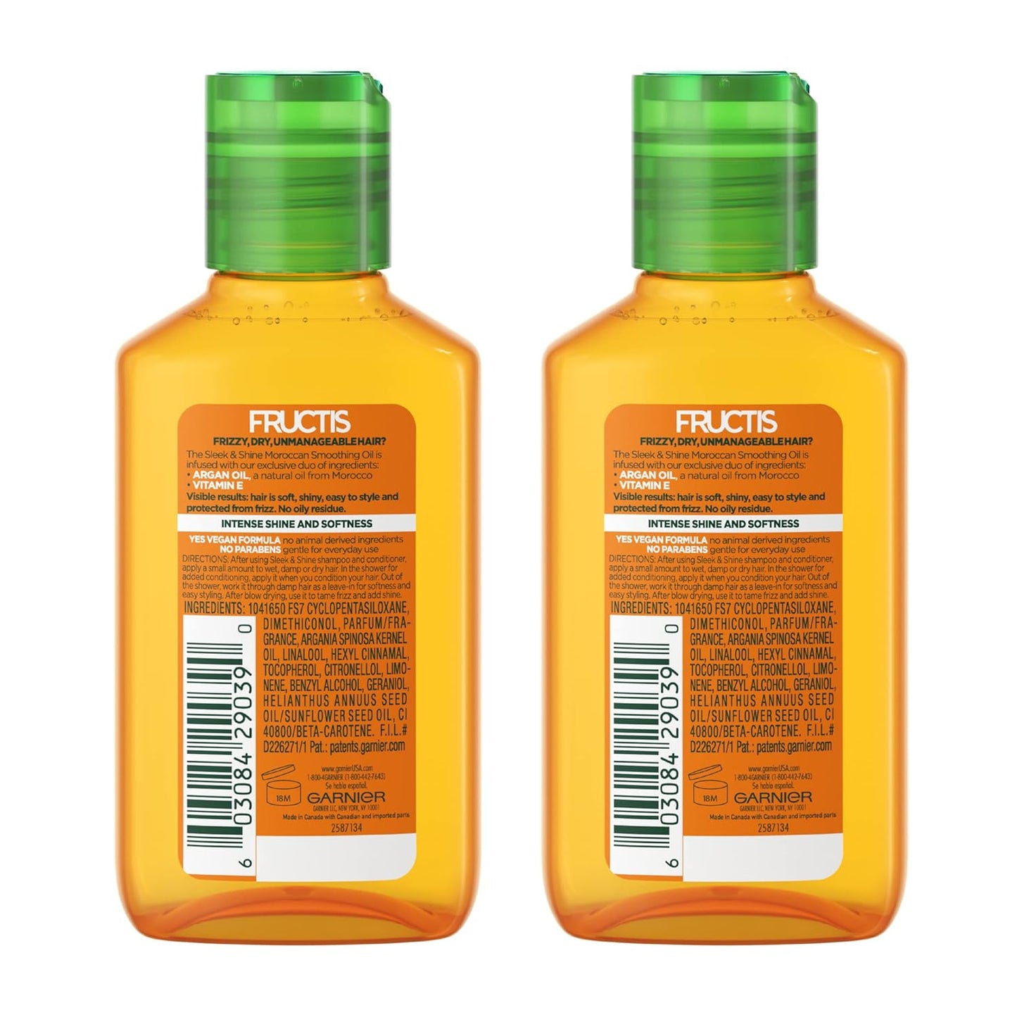 Garnier Fructis Sleek & Shine Moroccan Sleek Smoothing Oil for Frizzy, Dry Hair, Argan Oil, 3.75 Fl Oz, 1 Count (Packaging May Vary)