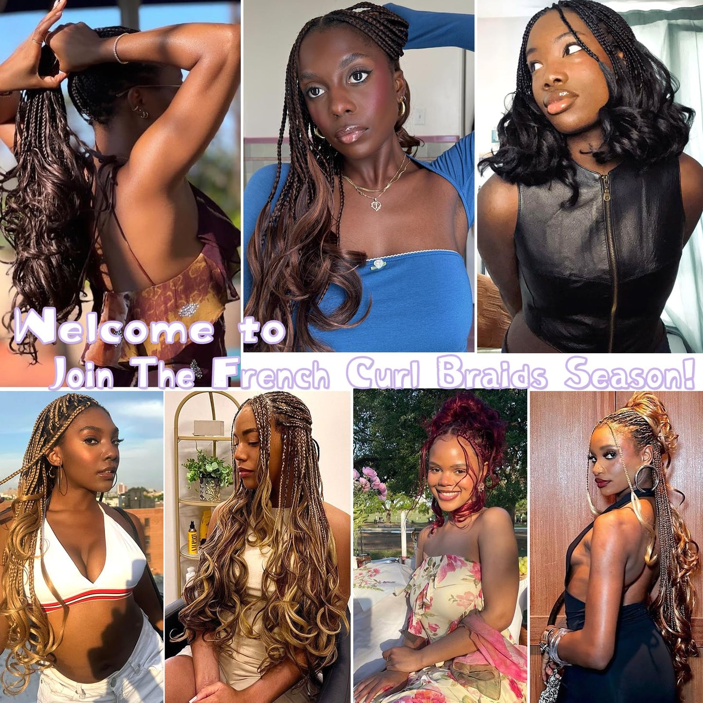 WOKAA French Curly Braiding Hair Pre looped 18 Inch 8 Packs Crochet Hair for Women Dark Brown mix Brown Crochet Box Braids with Curly Ends Synthetic Hair Extensions P4/30#