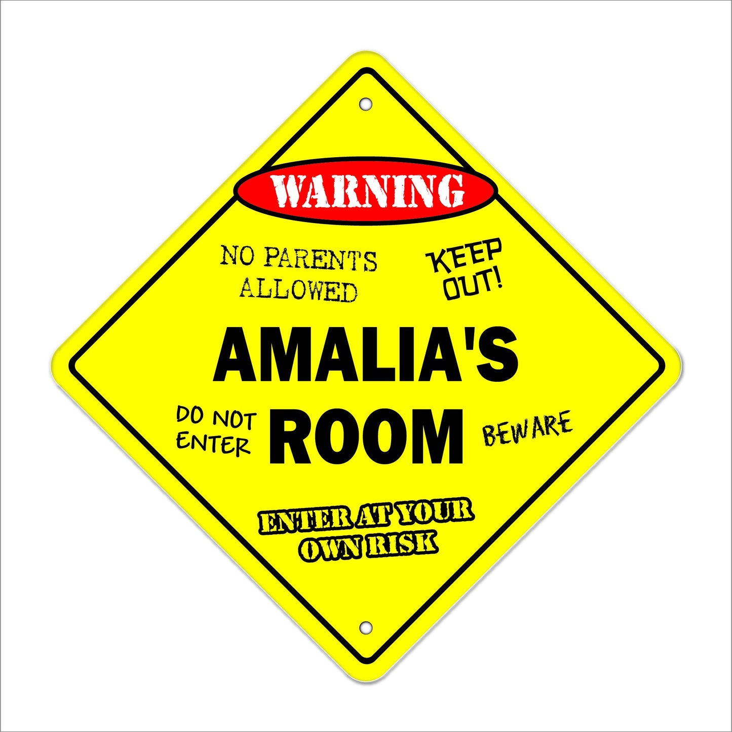 Amalia's Room Sign Crossing Zone Xing | Indoor/Outdoor | 12" Tall Kids Bedroom Decor Door Children's Name boy Girl